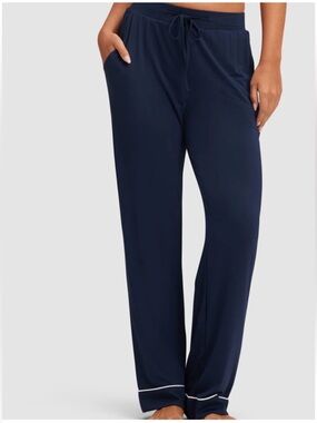 Cozy Earth Women's Bamboo Stretch Knit Classic Tall Pajama Pants Navy Size XXL‎